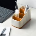 thumbnail image 2 of Yellow Multi Compartment Plastic Desk Organizer For Stationery Office Supplies Pencils Cards Small Storage Container Compact #S3gOS, 2 of 6