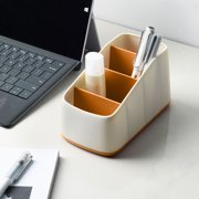 TOUMENY Desktop Storage Box, 4 Compartment Organizer for Office Supplies and Cosmetics, Compact Space Saving Design for Desk Organization