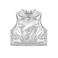 thumbnail image 3 of Oyolan Enfants Filles Métallique Sans Manches Col Roulé Court Camisoles Ballet Danse Scène Performance Entraînement Gilet Argent 6, 3 of 7
