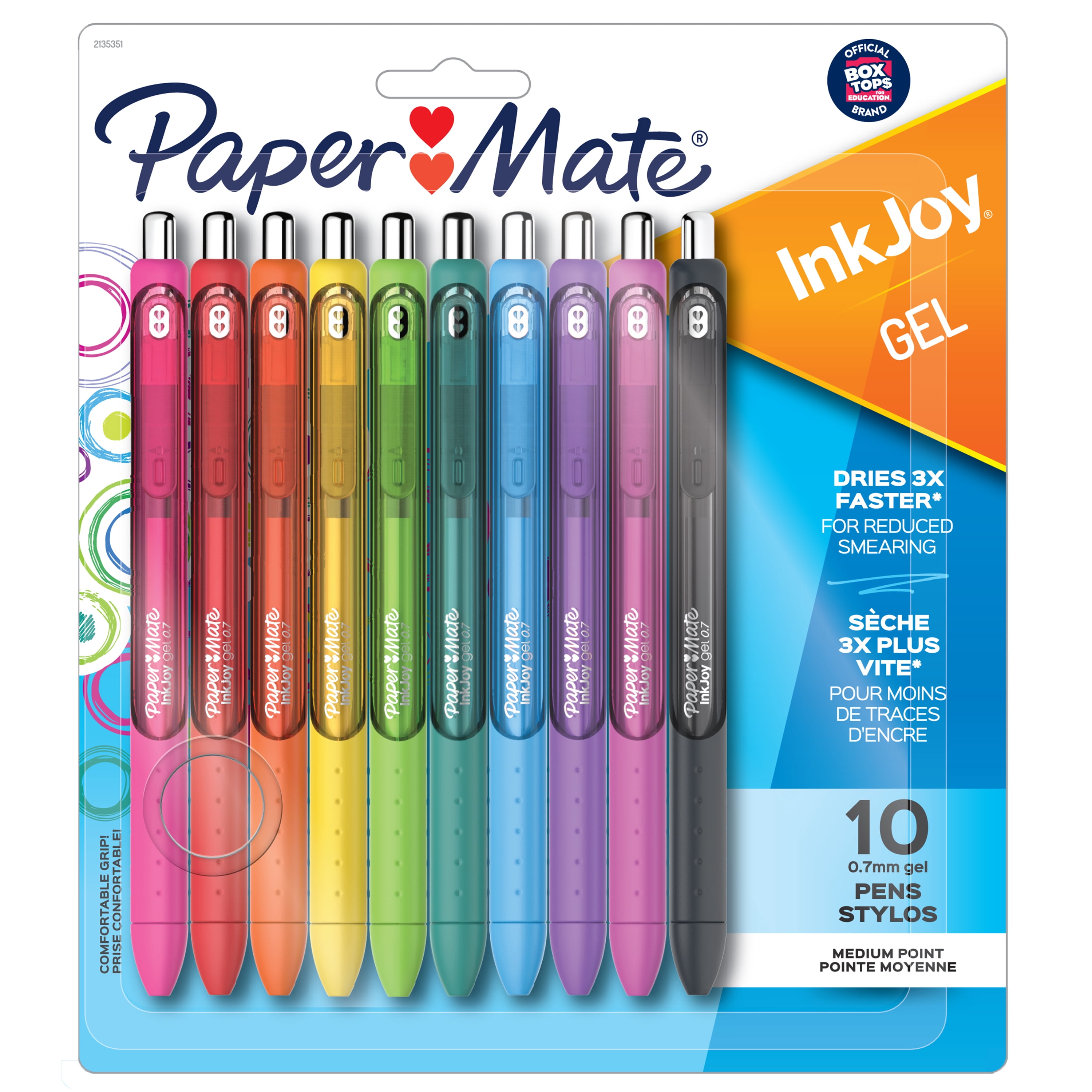 Paper Mate InkJoy Gel Pens, Medium Point (0.7 mm), Retractable, Assorted Colours, 10 Count