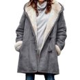 thumbnail image 1 of Innerwin Jacket Long Sleeve Ladies Coat Holiday Buttons Baggy Outwear Gray 4XL, 1 of 3