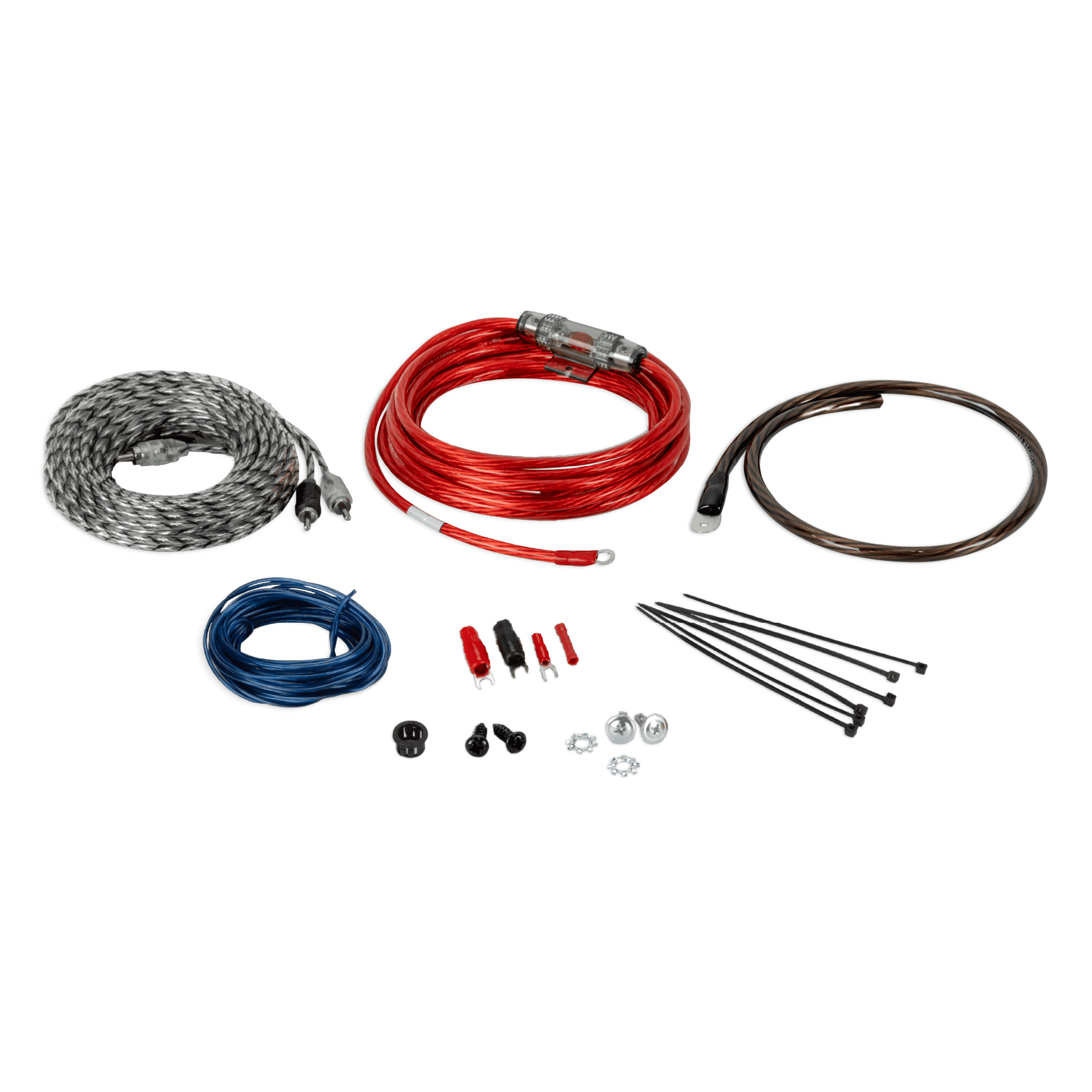 Scosche KPA8CCF Trousse de câblage d’amplificateur hybride OFC/CCA de 680 watts avec câbles audio torsadés – Neuf