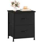 Eunos Small Nightstand for Bedroom with 2 Fabric Drawer, Black Bedside Table End Table for Closet