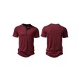 thumbnail image 4 of Kmbangi Men's Casual Shirt Short Sleeve Round Neck Buttons Solid Loose Party Street Spring Summer Tops, 4 of 5