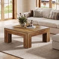thumbnail image 1 of Tribesigns Table Basse Carrée de 39,4 Pouces avec Pieds Robustes, Grande Table Centrale de Style Farmhouse pour Salon, Brun Rustique, 1 of 7