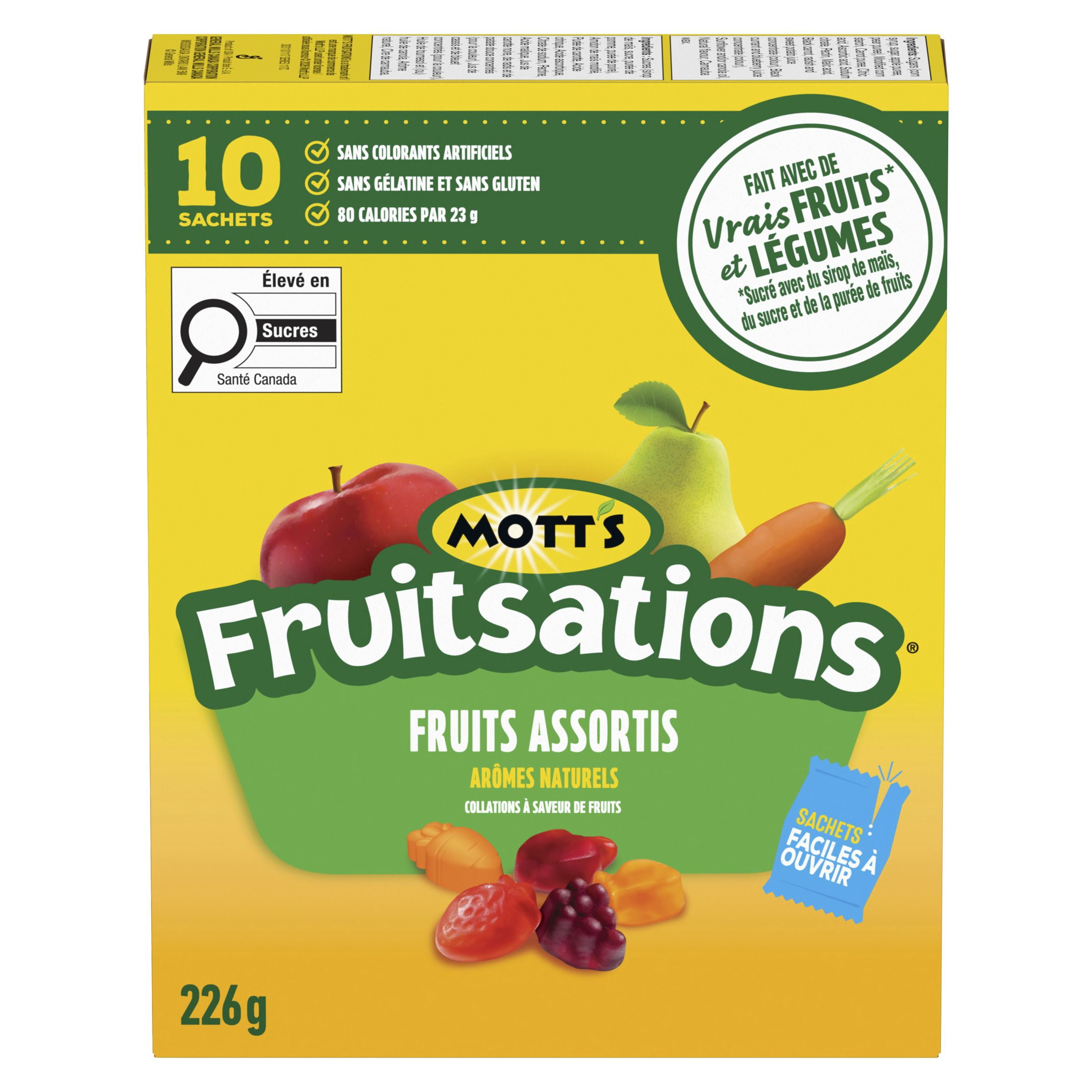 Mott's Fruitsations Fruit Flavoured Snacks, Assorted Fruit, Gluten Free, Kids Snacks Box of 10 Pouches