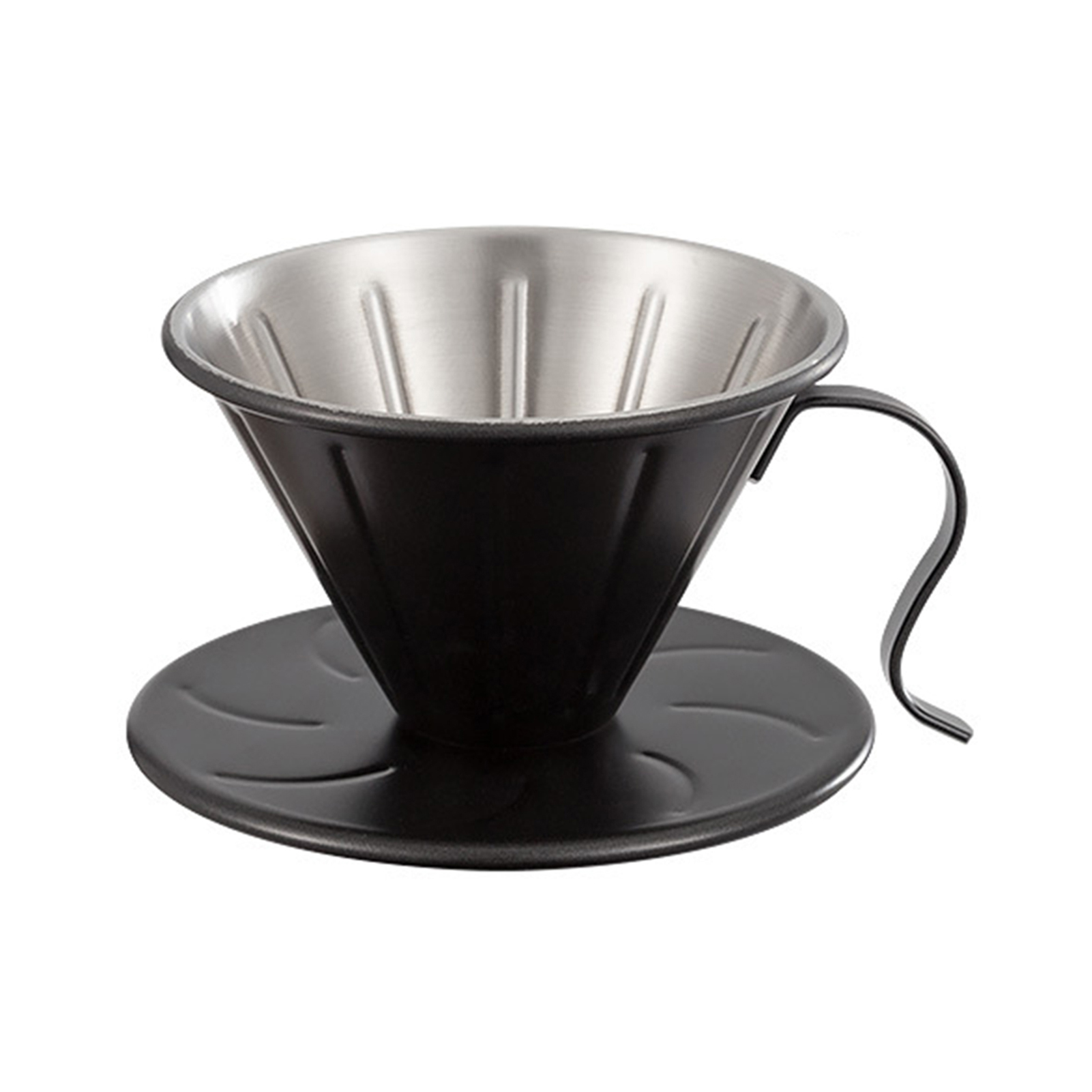 Visland Coffee Filter Cone Stainless Steel Hand Drip Pour Over Coffee Funnel with Spiral Ribs Dishwasher Safe V-Shaped Coffee Filter for Most Coffee Makers Camping Home Brewing