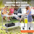 thumbnail image 4 of KFFKFF Silver Commercial Kitchen Workstation, 30 x 60 x 38 Inch, Stainless Steel, Equipped with 4 Casters, 3 Height Settings, Robust Food Preparation Table for Restaurant Use, 4 of 9