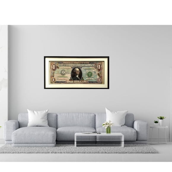 Modern Wall Art – One Dollar Collage Painting (19.5" H x 39" W x 1.18" D), Framed in a Sleek Black PS Frame, Featuring Intricate Details and Contemporary Design, Perfect for Adding a Unique and Stylis