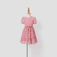 thumbnail image 3 of PatPat Family Matching Pink Set Solid Colorblock Polo collar Short-sleeve Shirt or Ruffle-sleeve Belted Dress, 3 of 4
