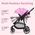 thumbnail image 4 of INFANS Poussette pour Bébé 2 en 1, Poussette Haute et Nacelle Réversible, Poussette Pliable avec Capote Réglable, Porte-Gobelet, Panier de Rangement, Roues à Suspension (Rose), 4 of 9