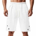 thumbnail image 1 of Sentmoon Mens Cargo Shorts Elastic Waist Athletic Shorts Straight Drawstring Solid Color Button 2025 Summer Workout Shorts Multi Pocket Comfy for Leisure Wear White M, 1 of 7