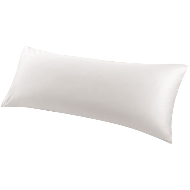 PiccoCasa 100% Cotton Body Pillowcase in Isabelline color, measuring 20x54 inches. The pillowcase features a soft and durable 100% cotton material with an envelope closure to keep the pillow securely in place. Designed for comfort and breathability, it is suitable for all seasons and perfect for down feather pillows or other types of pillows. The neutral and minimalistic style complements various bedroom decors. Machine washable and fade-resistant, it becomes softer with each wash. Pillow not included.