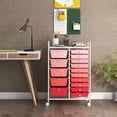 thumbnail image 3 of Costway 15 Drawer Rolling Storage Cart Tools Scrapbook Paper Office School Organizer Pink, 3 of 10
