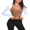 thumbnail image 3 of Cardigan Court de Yoga pour Femmes Manches Longues Ouvert devant Haut Uni, 3 of 5