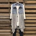 thumbnail image 1 of SMihono Hauts pour Femmes Débardeur pour Femmes Mode Femme Veste en Denim à Empiècements Ourlet en Dentelle Veste Sans Manches Manteau Gilet Débardeurs pour Femmes Hauts d'Été pour Femmes, 1 of 3