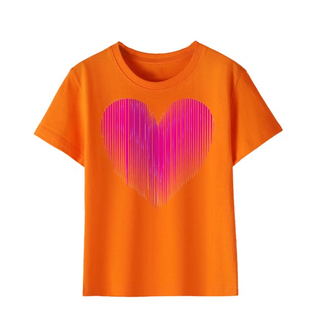 Posijego T-Shirts de la Saint-Valentin pour Enfants, T-Shirt Graphique avec Cœur, Garçons Filles, Col Rond, Manches Courtes, Hauts Mignons