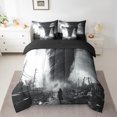 thumbnail image 2 of 7Pcs Nature Tornado Comforter Set Village Pattern Bedding Set Tornado Lightning Bed Sheets Set Cyclone Natural Disaster Theme Bed Set With 2 Pillowcases & 2 Throw Pillow Covers, King, 2 of 5
