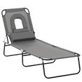thumbnail image 1 of Outsunny Adjustable Outdoor Lounge Chair - Kids, Grey, 1 of 10