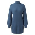 thumbnail image 4 of Kcodviy Automne Hiver à Manches Longues Robe d'Hiver pour Femmes Col Roulé Couleur Unie Décontractée Mignonne Robe Chandail Robe Chandail pour Dames Mini Robes Chandail pour Femmes Robe, 4 of 5