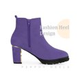 thumbnail image 3 of Unique Bargains Bottes à Talons Épais à Plateforme à Bout Rond Effet Miroir pour Femmes Violet (Taille 7), 3 of 4