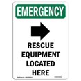 thumbnail image 1 of SignMission OS-EM-A-1218-V-10536 12 x 18 in. OSHA Emergency Sign - Rescue Equipment Located Here with Symbol, 1 of 1