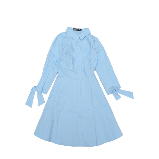 INSPIRE CHIC Robe-Chemise Patineuse en Coton pour Femmes à Col, Manches 3/4, Boutonnée