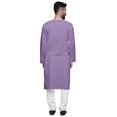 thumbnail image 3 of Atasi Asymmetric Indian Mens Long Kurta Solid Round Neck Kurtas Party Wear, 3 of 5