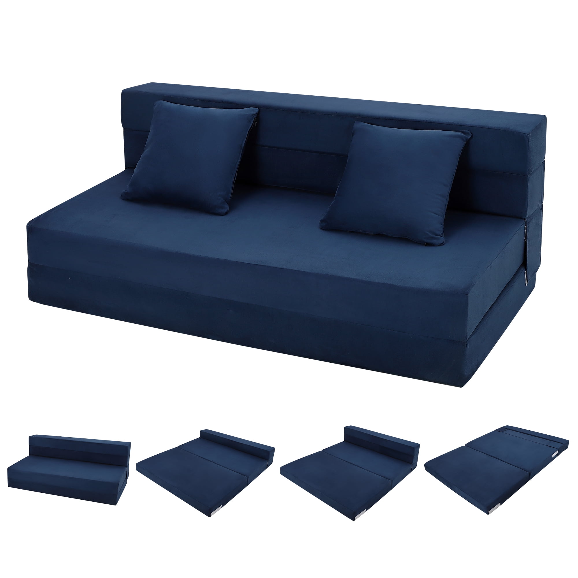 QinaQin Folding Sofa Bed with Pillows, Convertible Modern Japanese-Style Floor Sofa, Foldable Memory Foam Chair Bed, Beanbag Sofa for Living Room Or Home Office