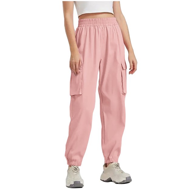 Timegard Womens Pants High Waisted Pants Work Office Trouser Casual Ankle Length Solid Color Pants with Pockets