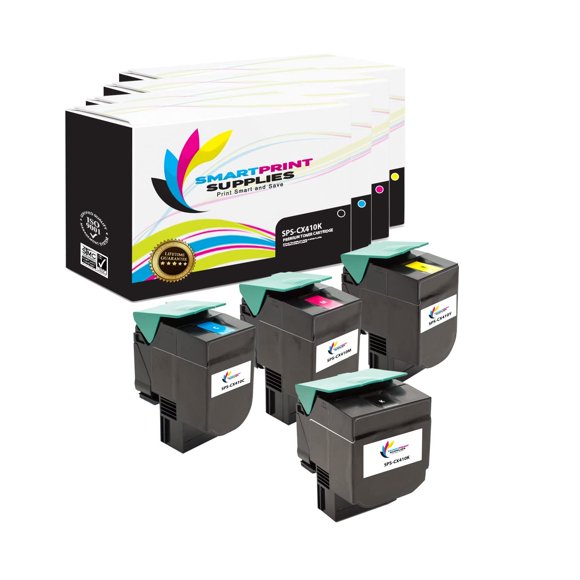 Smart Print Supplies Compatible CX410 80C1HK0 80C1HC0 80C1HM0 80C1HY0 High Yield Toner Cartridge Replacement for Lexmark CX410 510 Printers (Black, Cyan, Magenta, Yellow) - 4 Pack
