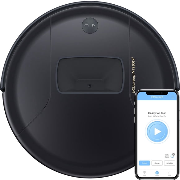 bObsweep PetHair Vision Plus Wi-Fi Connected Robot Vacuum & Mop in Blackberry