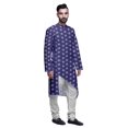 thumbnail image 2 of Atasi Kurta Long d'Été Imprimé de Designer avec Ensemble de Pyjama Blanc pour Hommes, 2 of 3