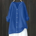 thumbnail image 2 of QIPOPIQ Womens V Neck Roll up Sleeve Button Down Blouses Tops Clearance, 2 of 3