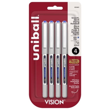 uniball™ Vision Rollerball Pens, Fine Point (0.7mm), Blue, 4 Pack