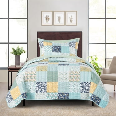 Mainstays All in One Lightweight Quilt Set and Sheet Set -5 Piece, Twin-XL, Patchwork