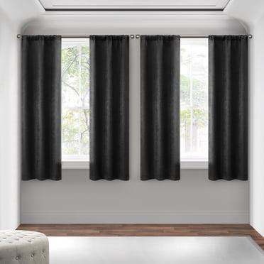 Mainstays 4 of a Kind Blackout Curtain Panels, Set of 4, Black, 28" W x 63" L