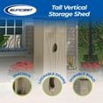 thumbnail image 2 of Suncast 22 Cubic Feet All-Weather Vertical Tall Outdoor Storage Shed, Brown, 2 of 12