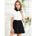thumbnail image 2 of INSPIRE CHIC Hauts à Manches Courtes Bouffantes à Col Peter Pan pour Femmes Blanc P, 2 of 6