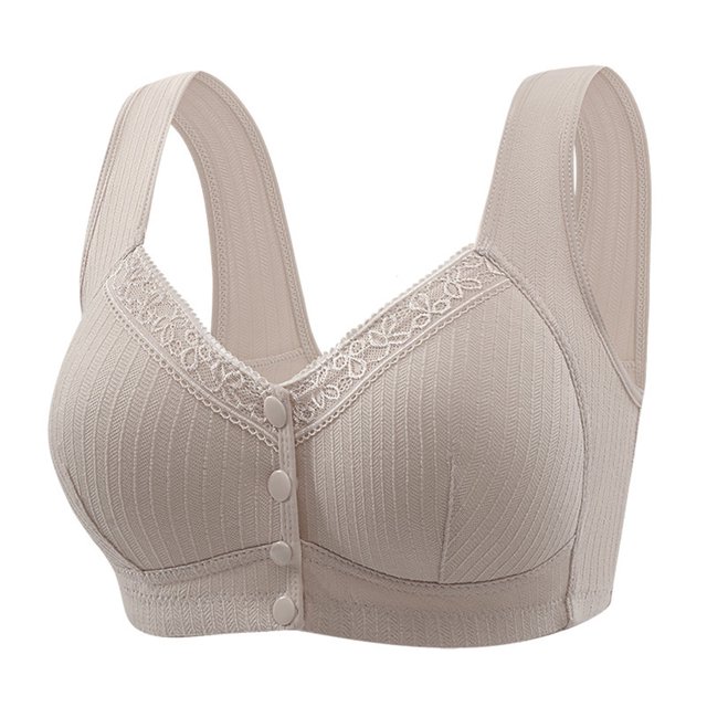 Bras for Women, Womans Solid Color Front Buckle Ventilate Elastic Style Medium Sized Bra Without Steel Rim