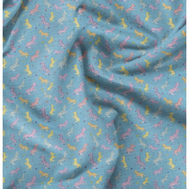Soimoi Blue Rayon Fabric Wild Animal Printed Craft Fabric by The Yard 42 Inch Wide