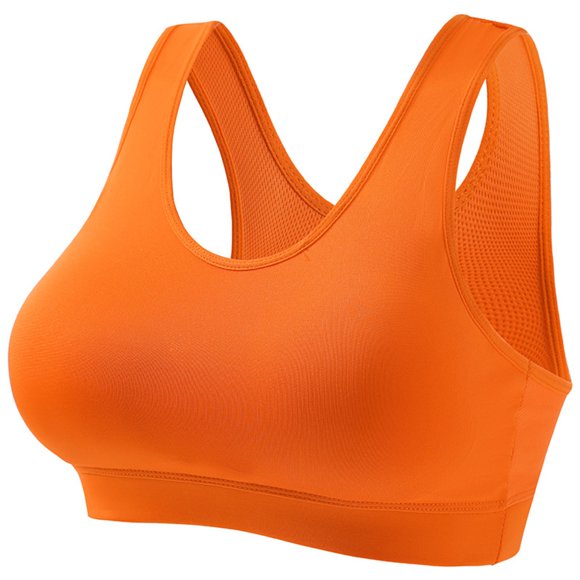 Nfurl Womens Sports Bras with Padded Cup High Support Sport Bra for Women no Wire Seamless Workout Yoga Bra Breathable High Impact Running Bras Orange XXL