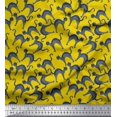 thumbnail image 1 of Soimoi Yellow polyester Crepe Fabric Cat Animal Print Fabric by the Yard 52 Inch Wide, 1 of 3