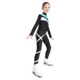 thumbnail image 2 of XUNZOO Kids Girls Long Sleeve Zipper Coat Shiny Rhinestones Contrast Color Patchwork Jacket With Leggings Figure Skating Dance Suit Blue Green 12, 2 of 8