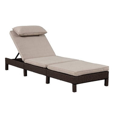 Patioflare Laura KD Lounger, Chocolate Brown Wicker & Beige Cushions