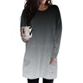 thumbnail image 2 of Timegard Women Long Sleeve Tops with Pockets Round Neck Casual Trendy T Shirts Gradient Color Comfy Basic Shirts, 2 of 5