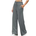 thumbnail image 2 of drppepioner Women's Casual Solid Color Wide Leg Pants, Dark Gray, 2 of 6