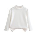 thumbnail image 1 of MeetoTime Chandail de Base pour Enfants Col Montant Demi-Haut Blanc à Fleurs Manches Longues Col Rond Haut Enfants Vêtements de Printemps Automne, 1 of 3