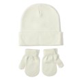 thumbnail image 1 of FAOWME Baby Knitted Hat And Glove Set Versatile Solid Color Fall Children Wool Pullover Hat White M, 1 of 2