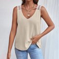 thumbnail image 2 of Birdeem Mode Femmes Décontracté Col en V Sans Manches Dentelle T-Shirt Uni Blouse, 2 of 12